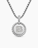 Initial Charm in Sterling Silver with Diamond B